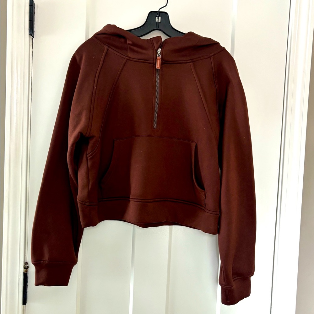 LASLULU Women's  Size m brick‎ Cropped 1/4 Zip Fleece